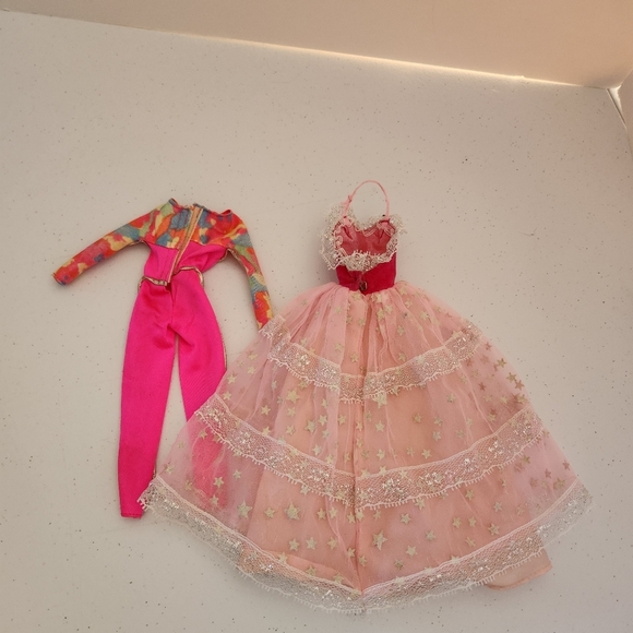 Vintage Barbie Clothes Pink Stars Dream Glow Dress Ski Fun Snowsuit Leotard - Picture 5 of 5